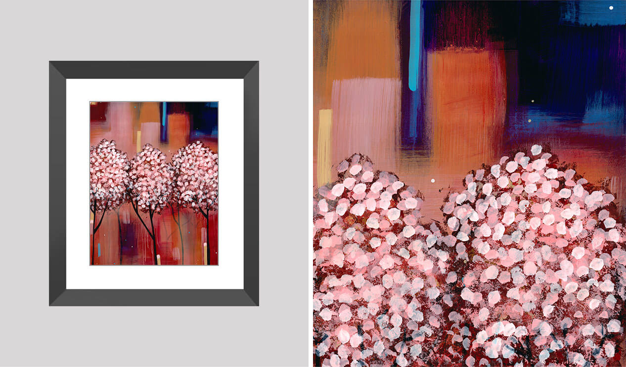 Cherry Blossom Sakura 1 framed with detail view