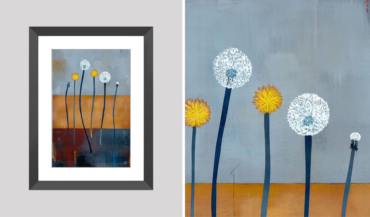 Dandelion Wishes framed with detail view