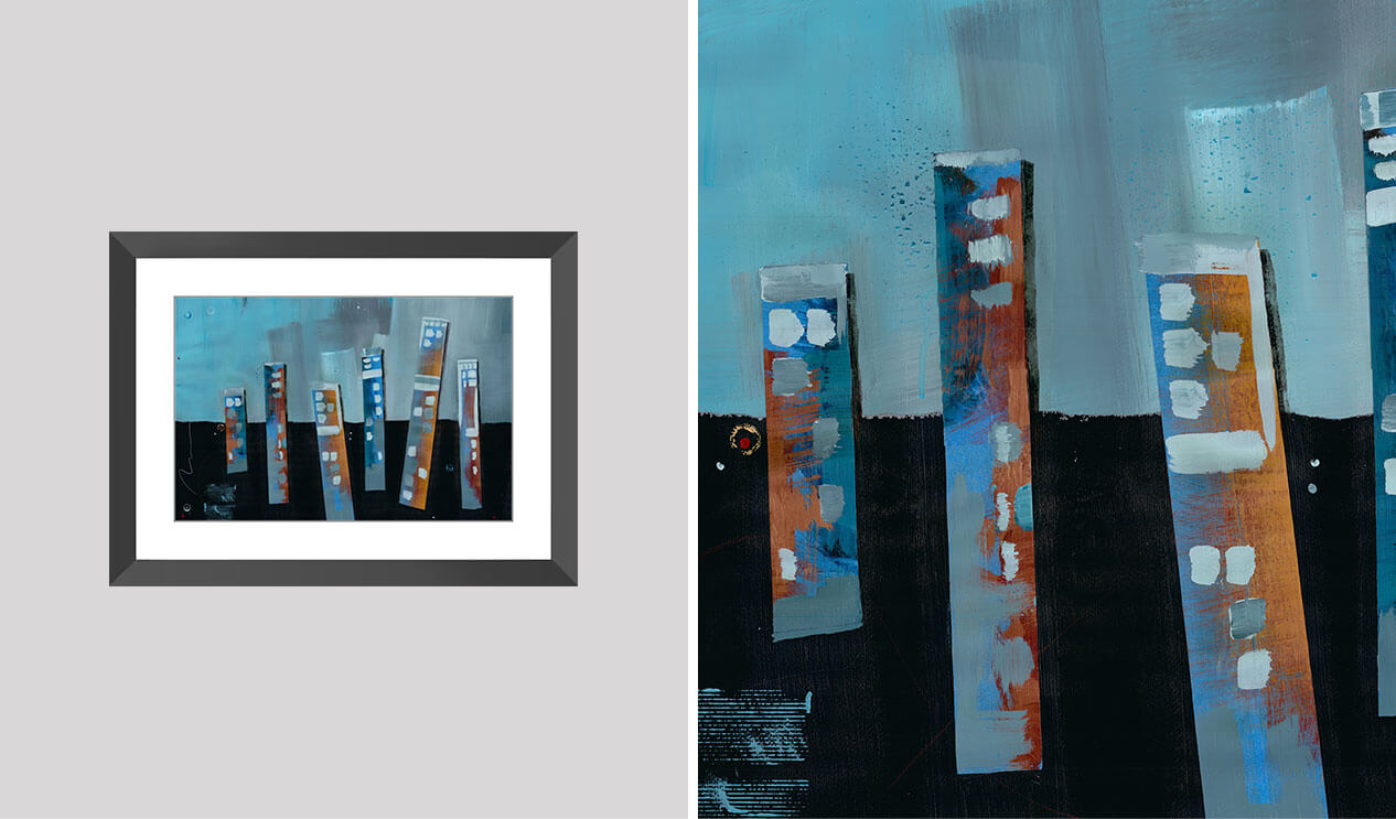 Night Life 2 framed with detail view