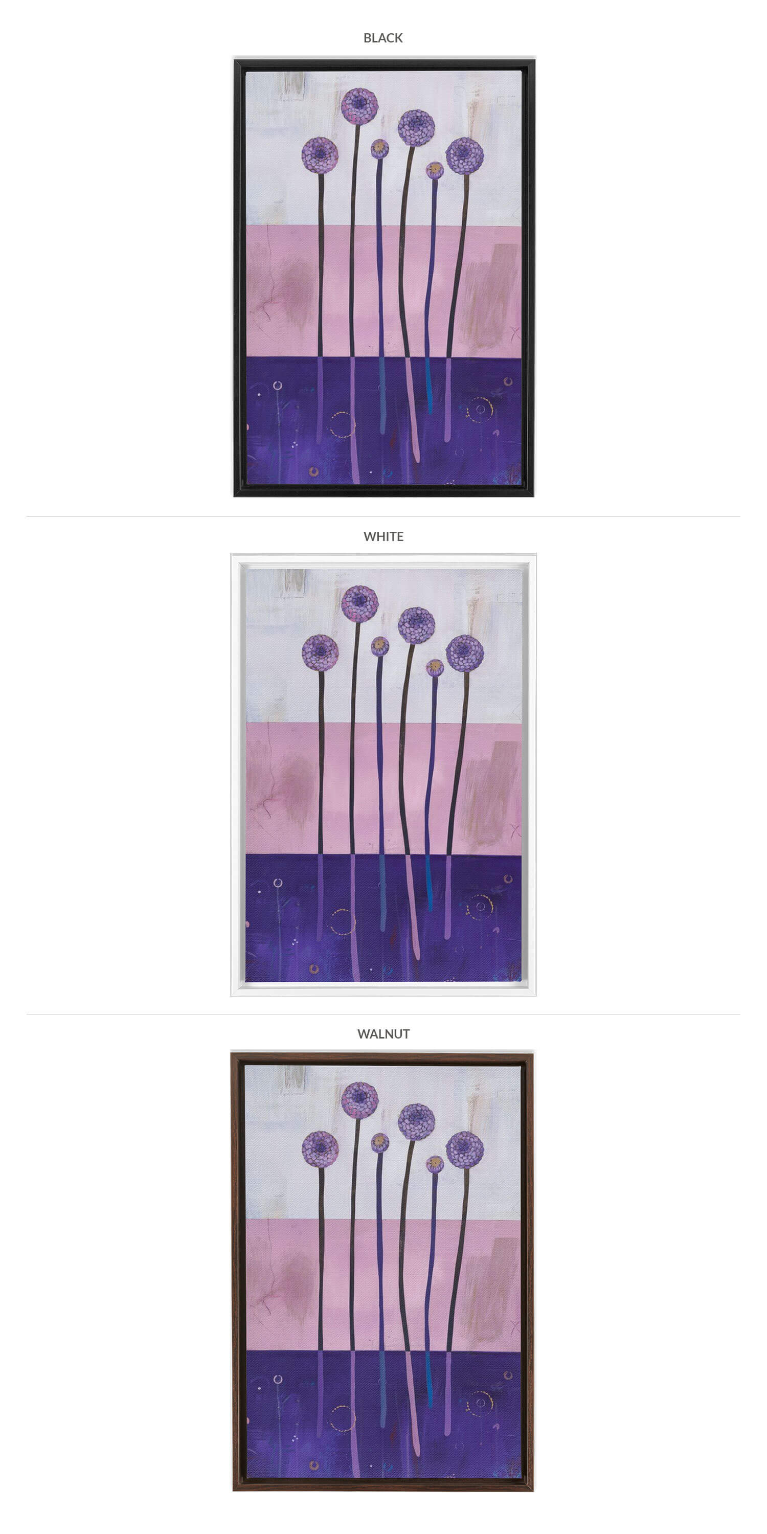 Three Framing Options - Black, White and Walnut