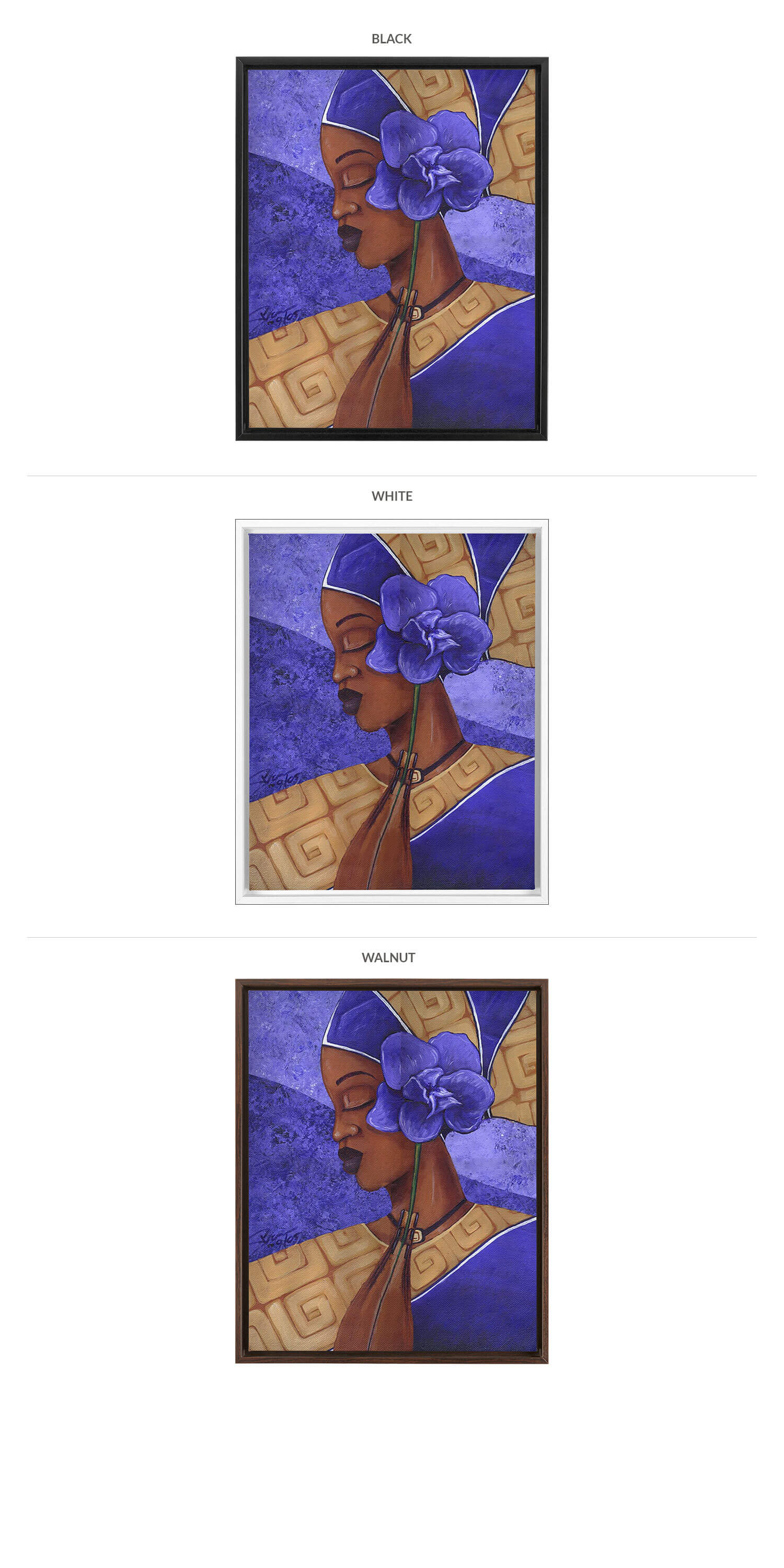 Three Framing Options - Black, White and Walnut