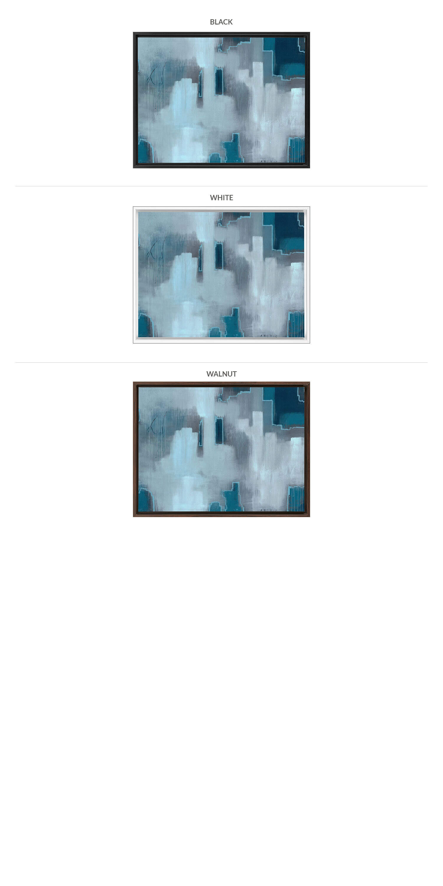 Three Framing Options - Black, White and Walnut