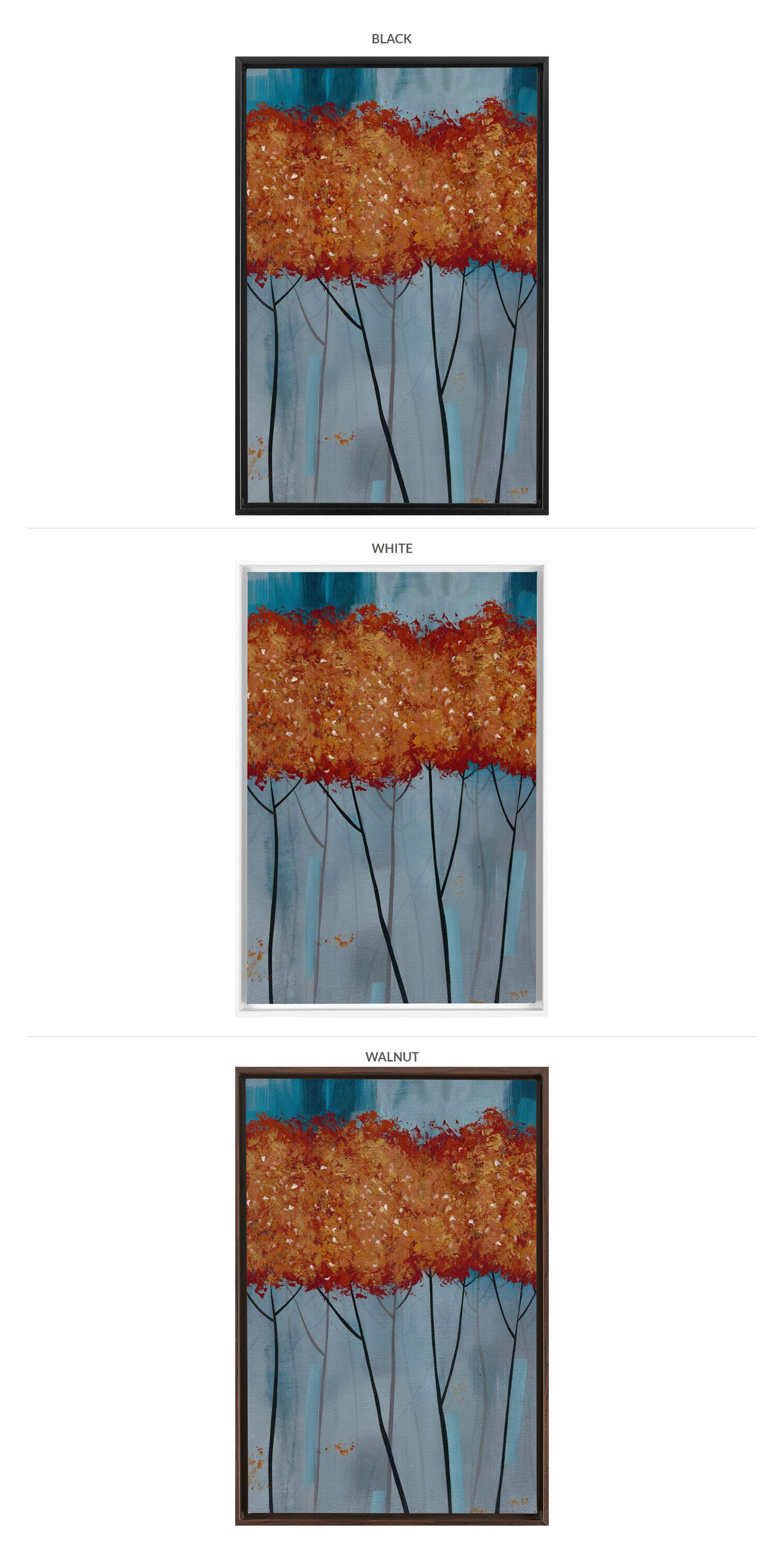 Three Framing Options - Black, White and Walnut