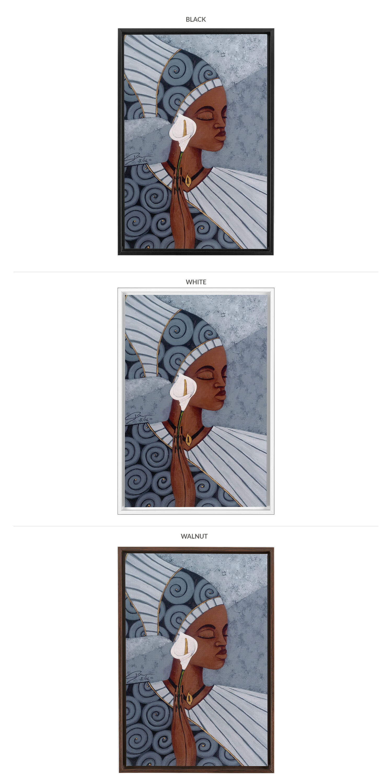 Three Framing Options - Black, White and Walnut