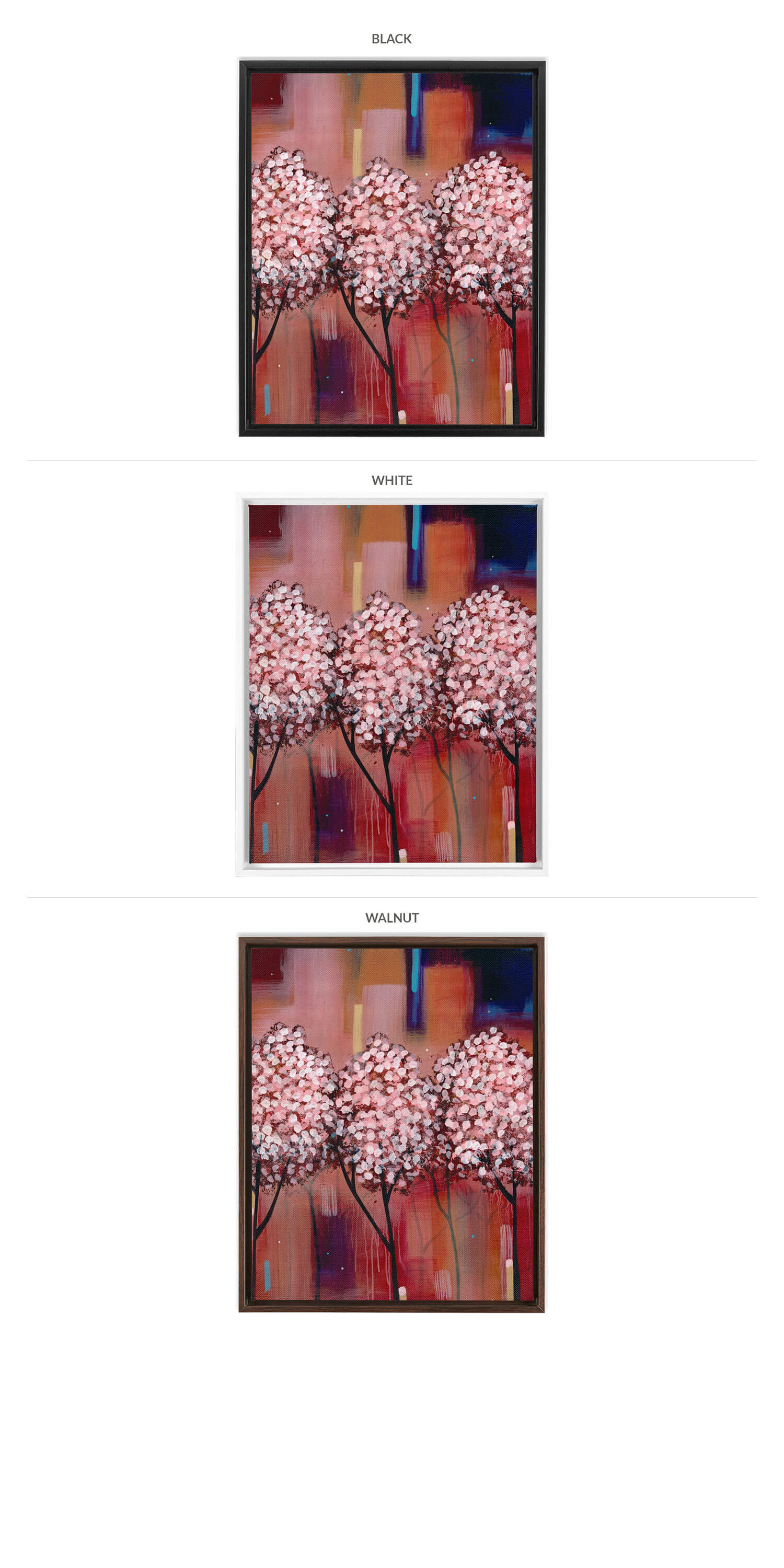 Three Framing Options - Black, White and Walnut