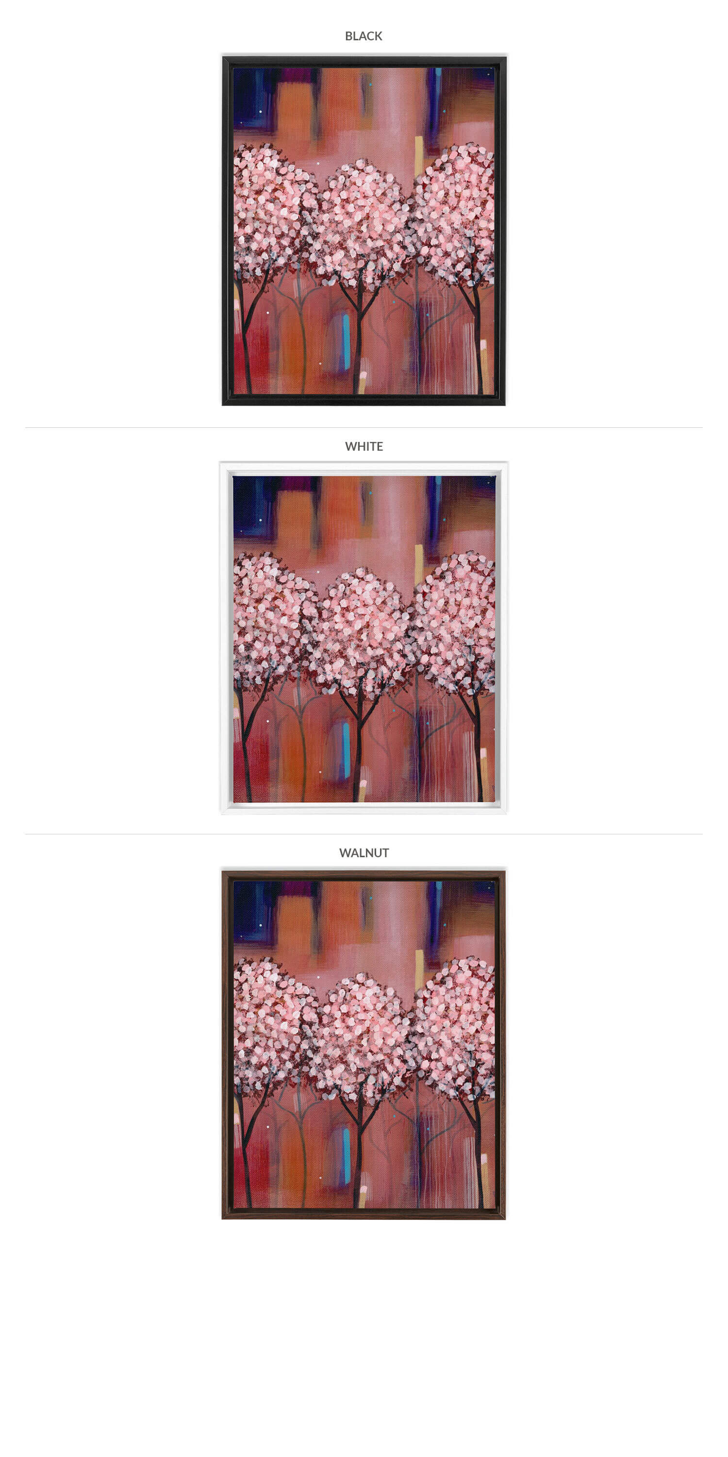 Three Framing Options - Black, White and Walnut