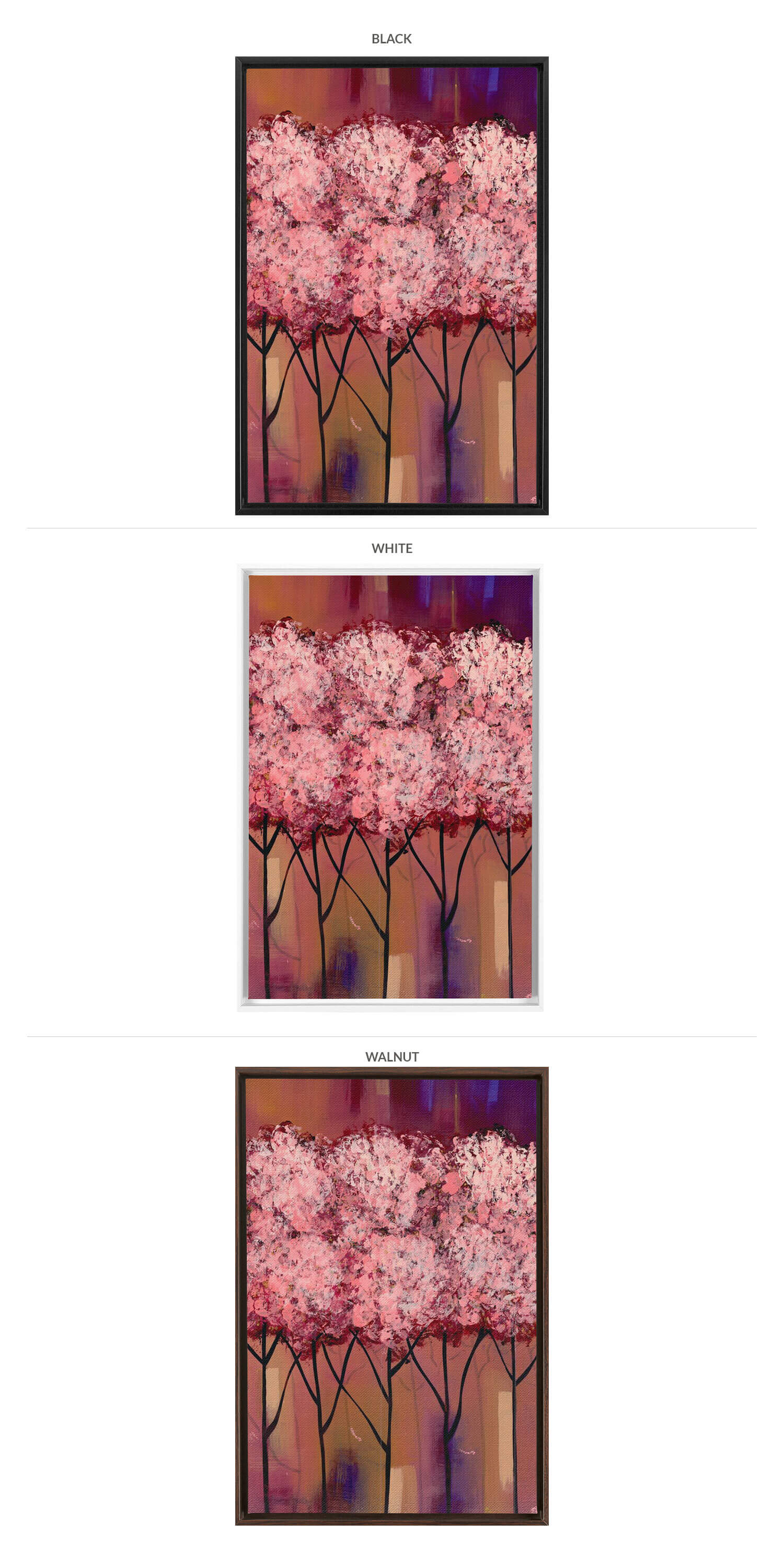 Three Framing Options - Black, White and Walnut