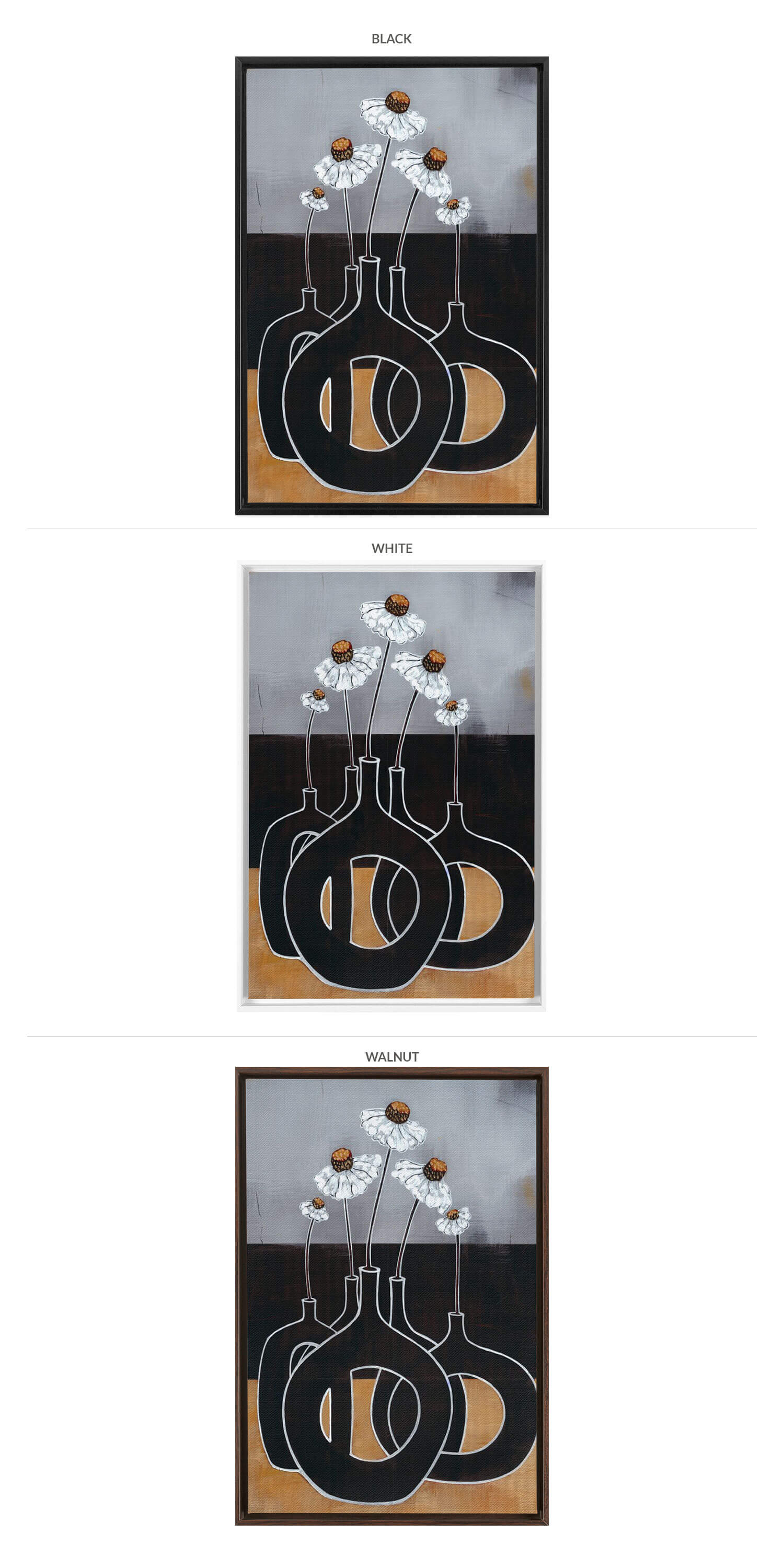Three Framing Options - Black, White and Walnut