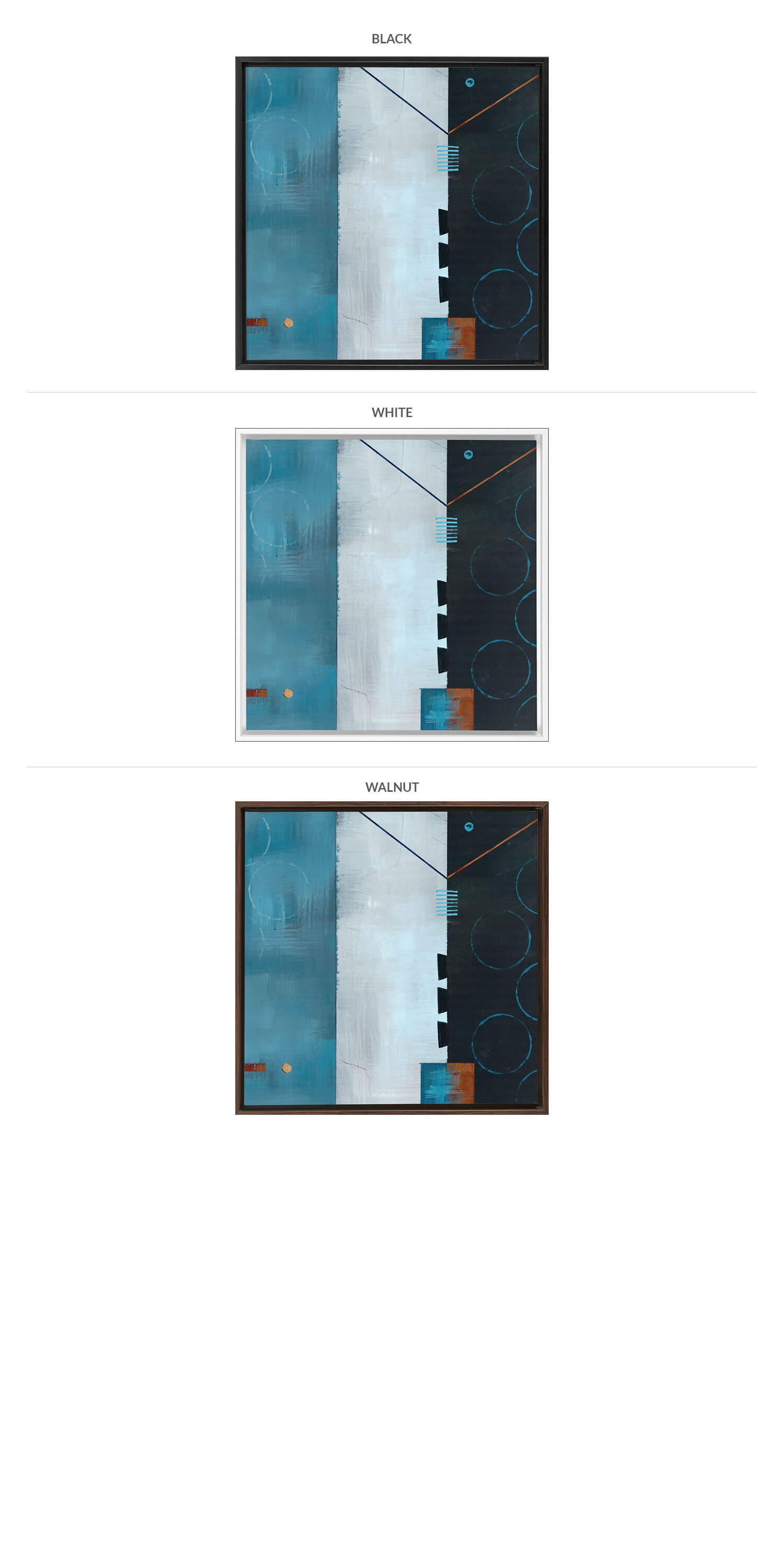 Three Framing Options - Black, White and Walnut