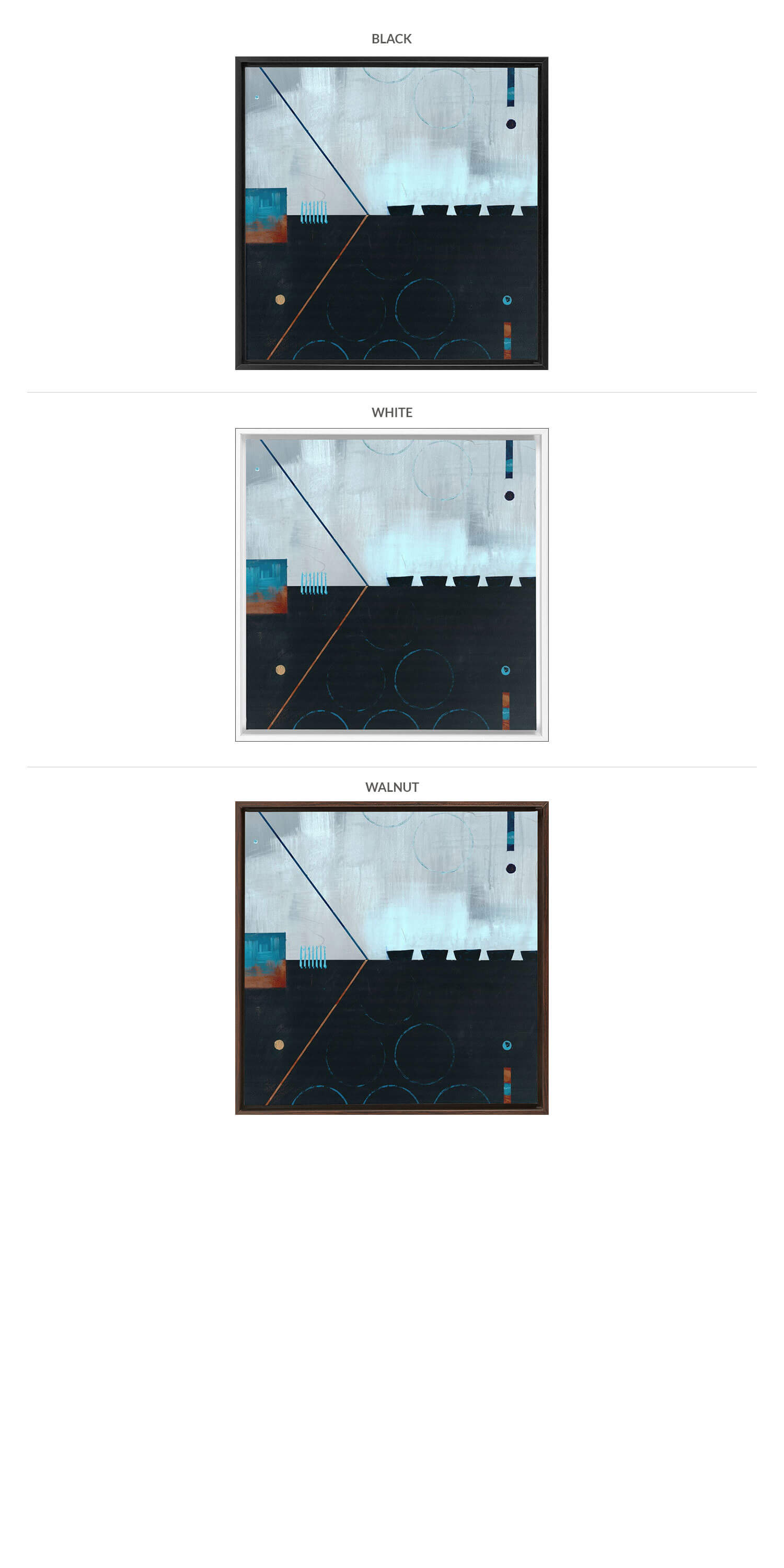 Three Framing Options - Black, White and Walnut