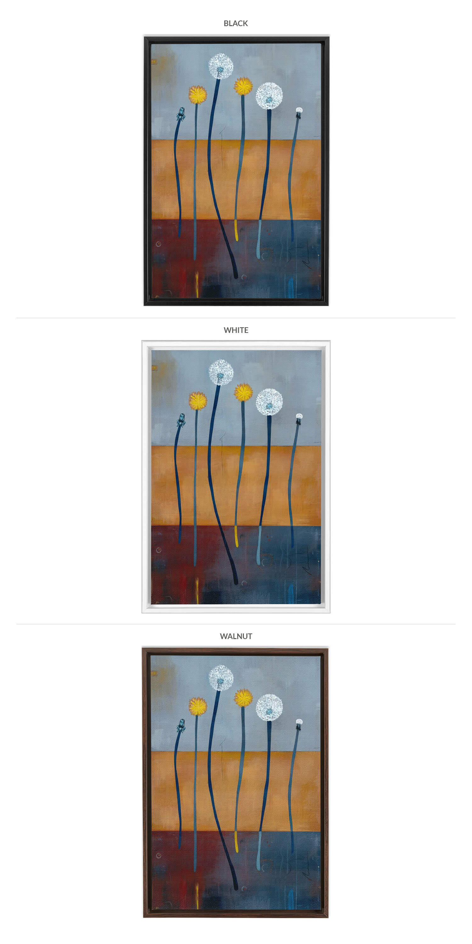 Three Framing Options - Black, White and Walnut