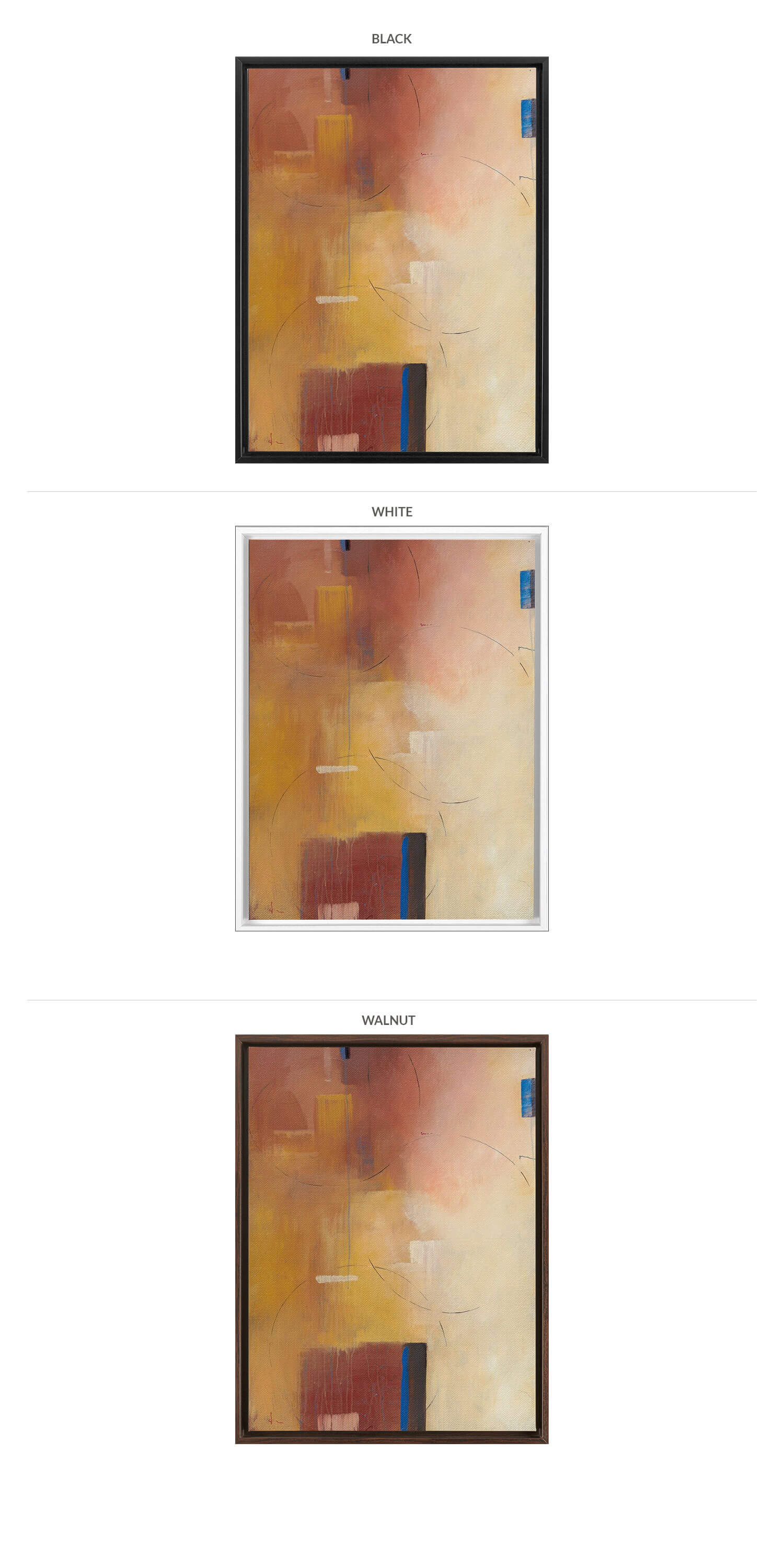 Three Framing Options - Black, White and Walnut