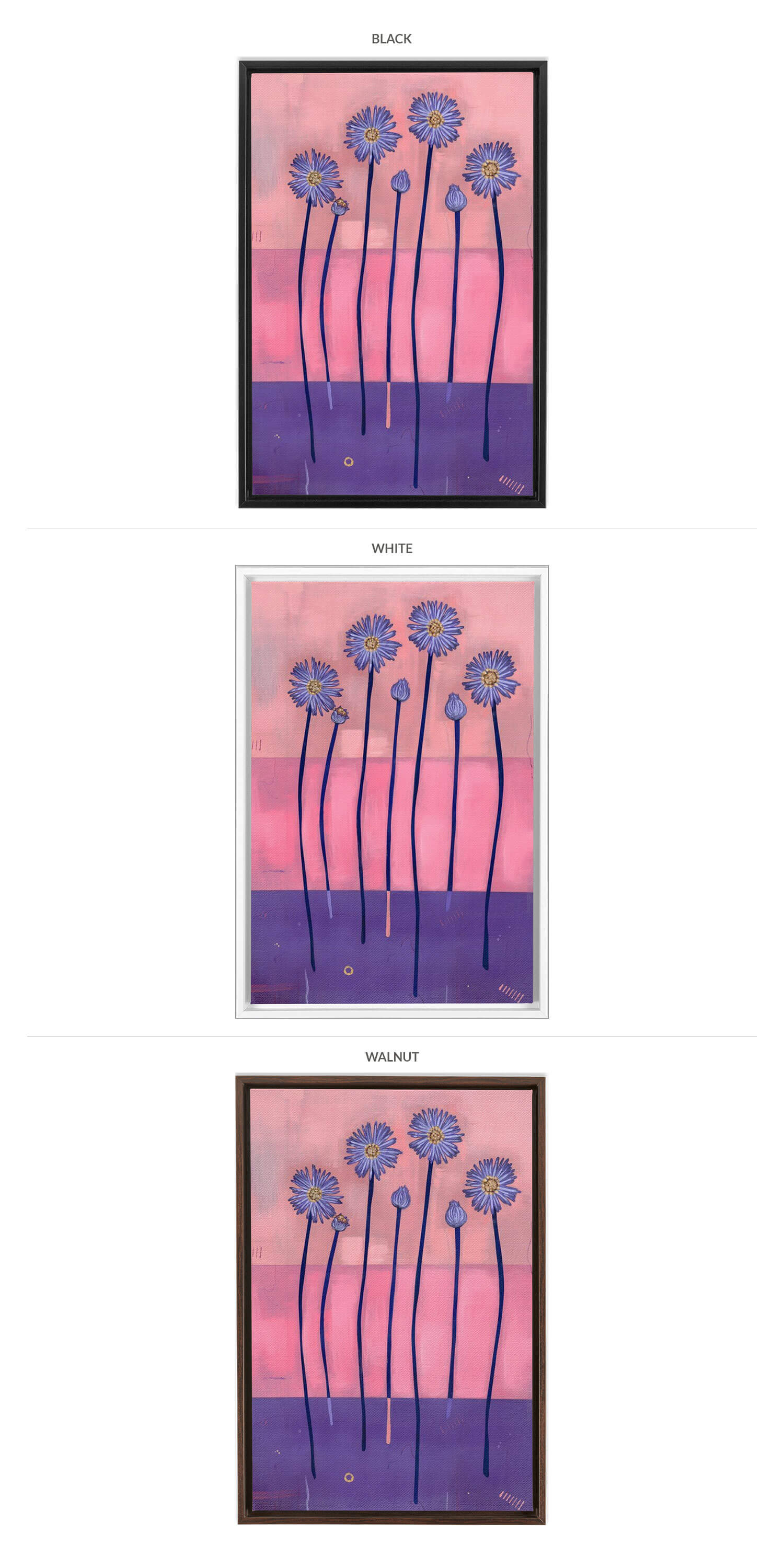 Three Framing Options - Black, White and Walnut