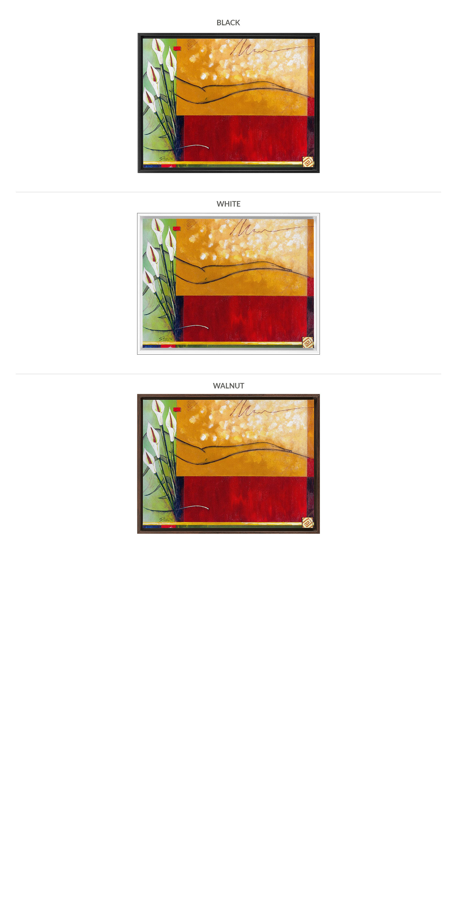 Three Framing Options - Black, White and Walnut