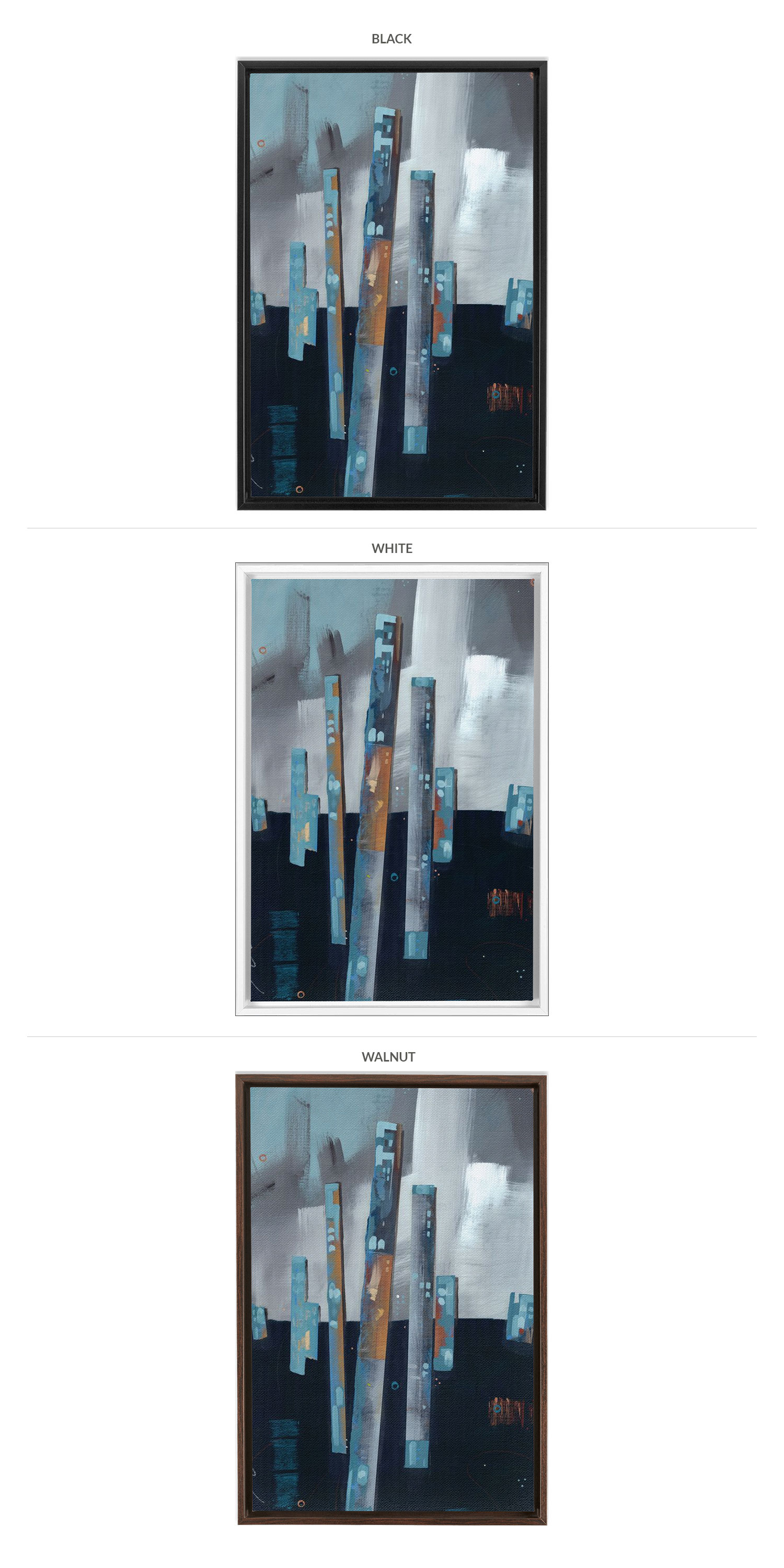 Three Framing Options - Black, White and Walnut