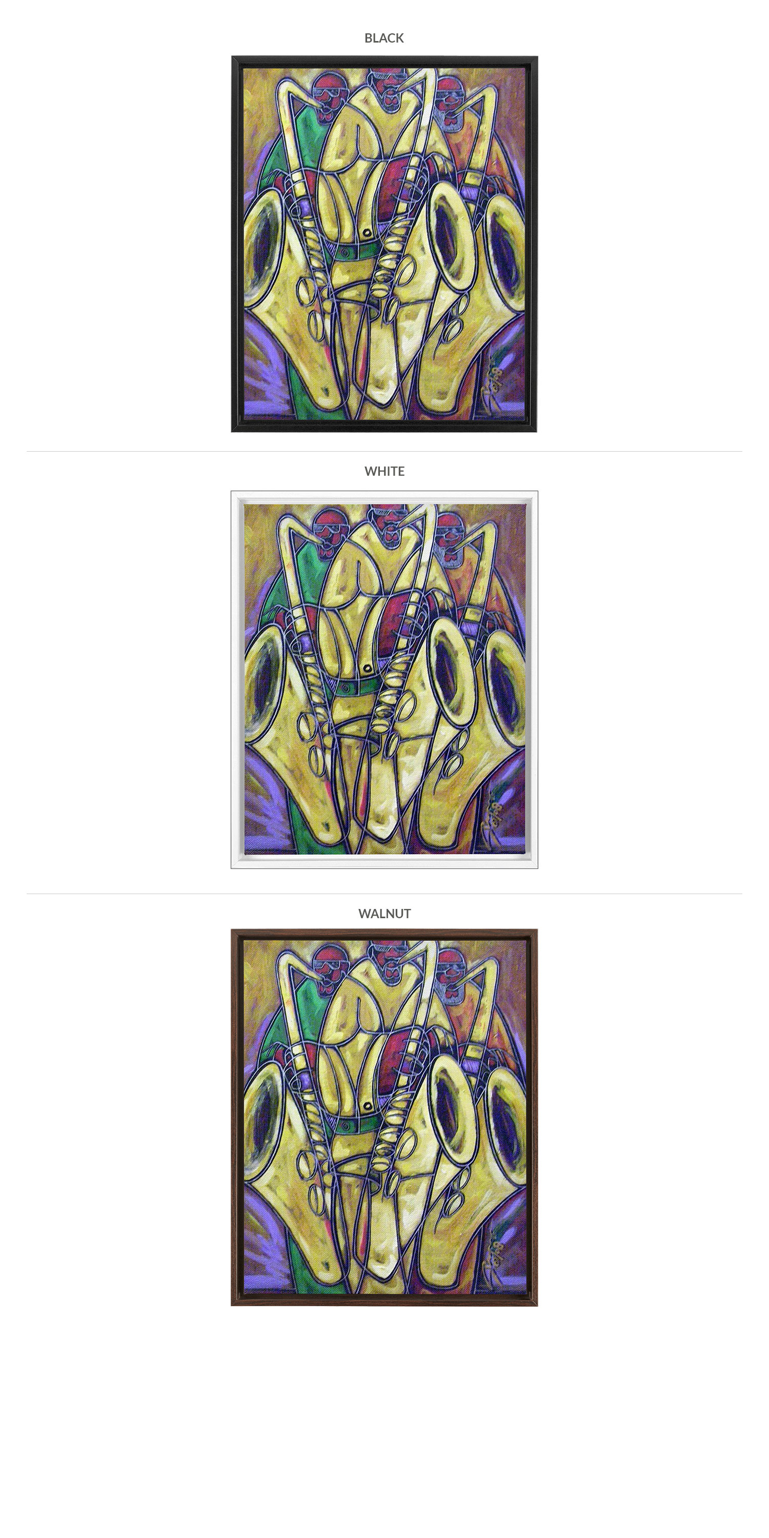 Three Framing Options - Black, White and Walnut