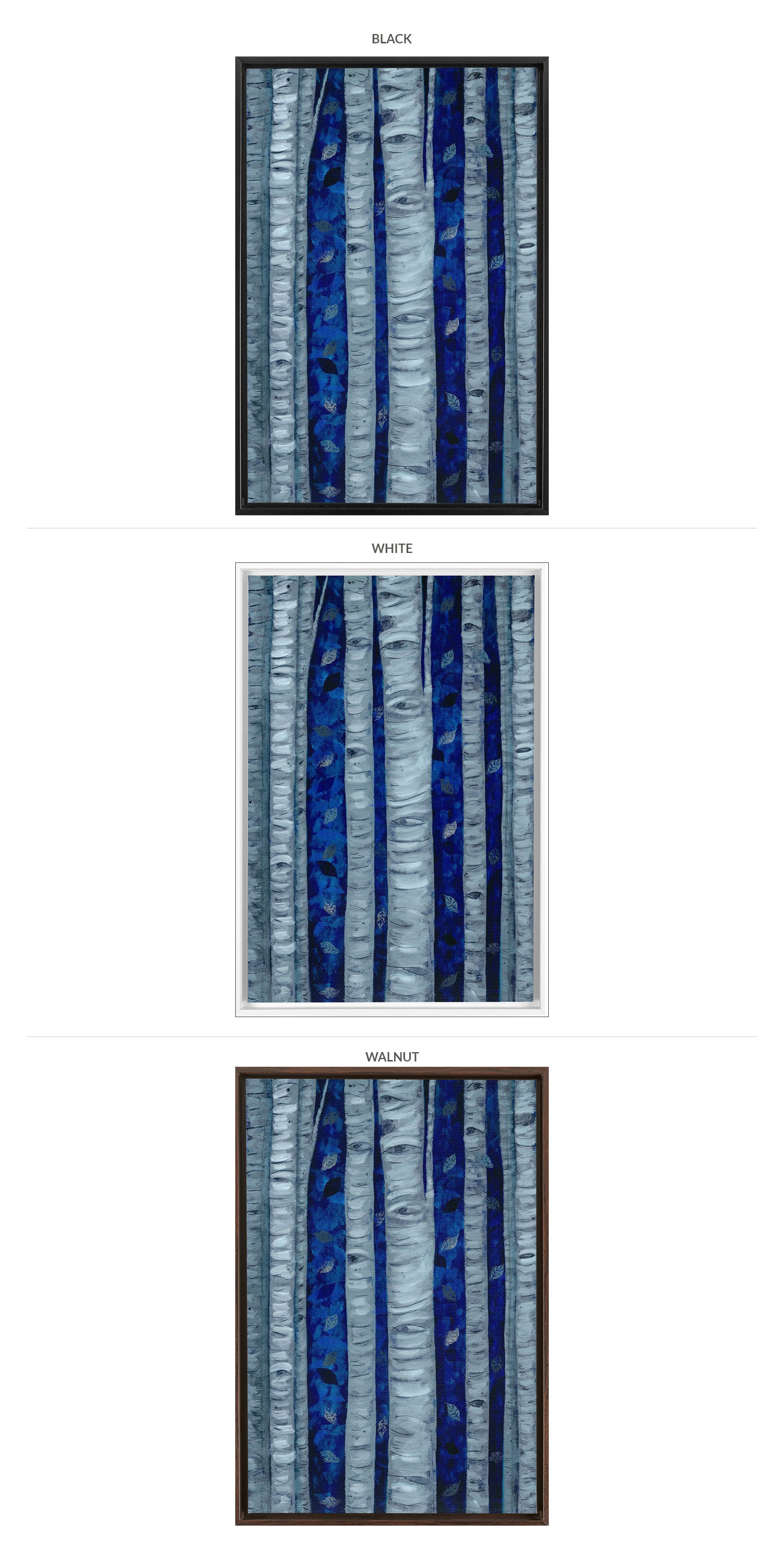 Three Framing Options - Black, White and Walnut