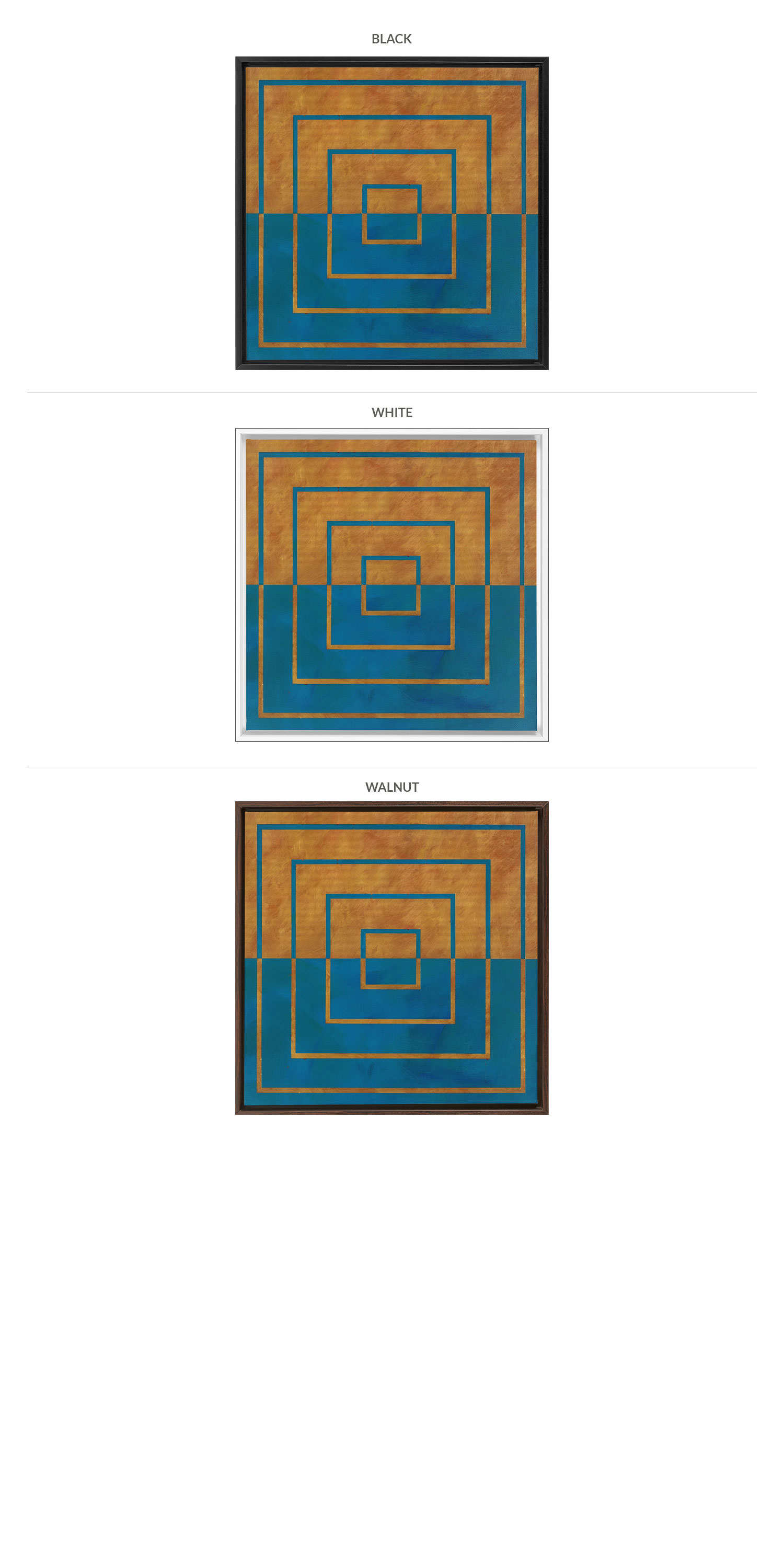 Three Framing Options - Black, White and Walnut