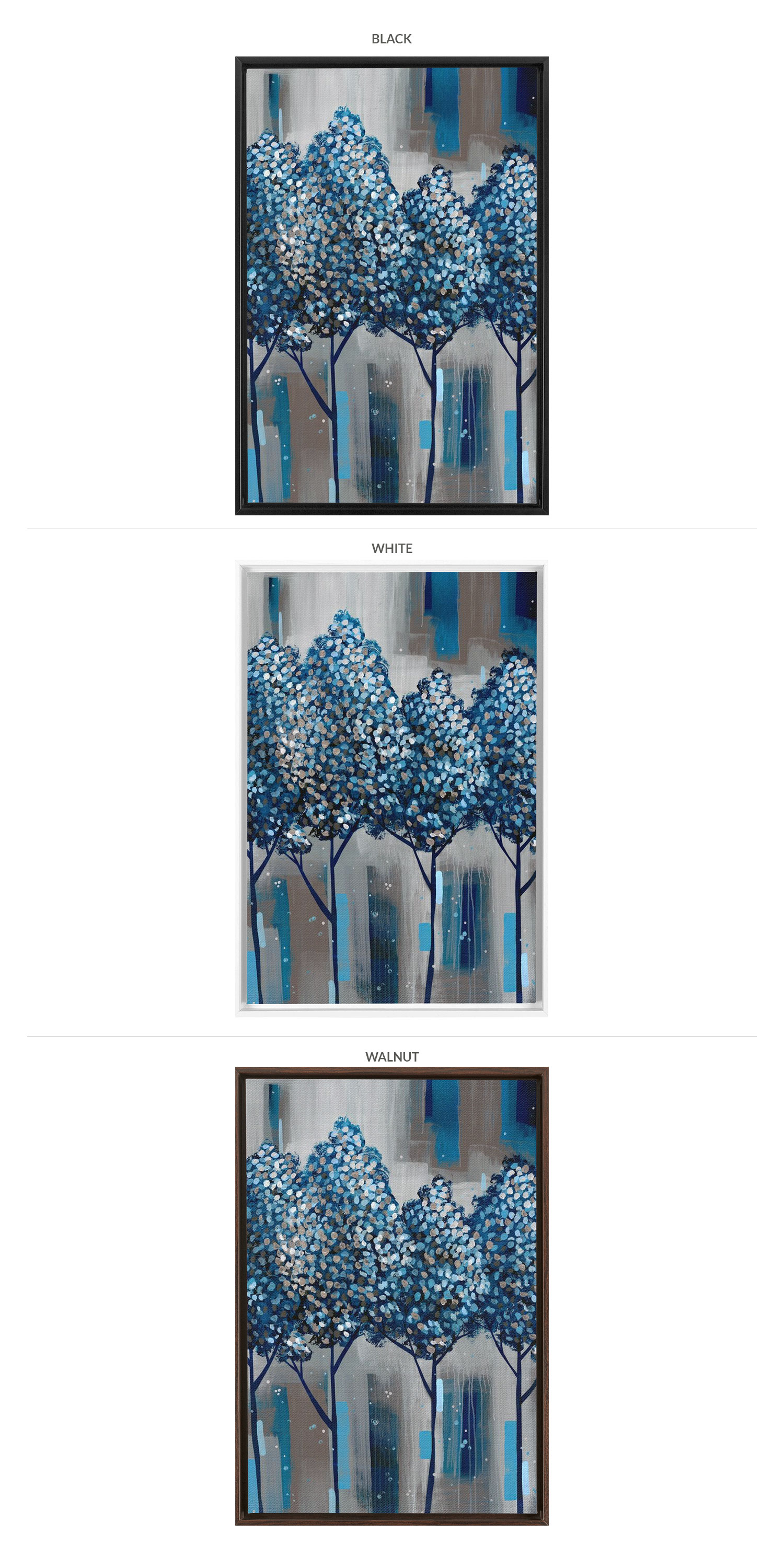 Three Framing Options - Black, White and Walnut