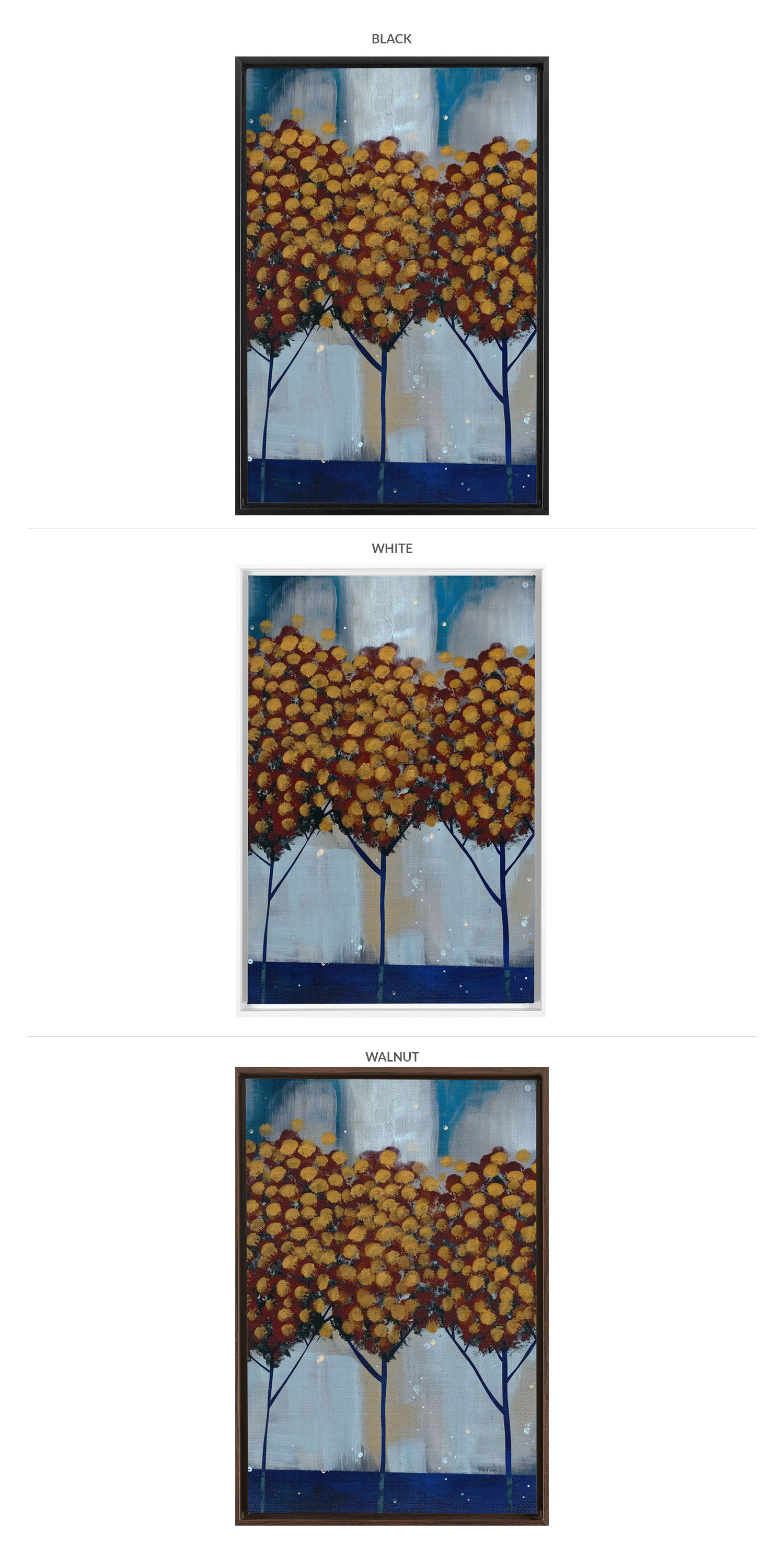 Three Framing Options - Black, White and Walnut