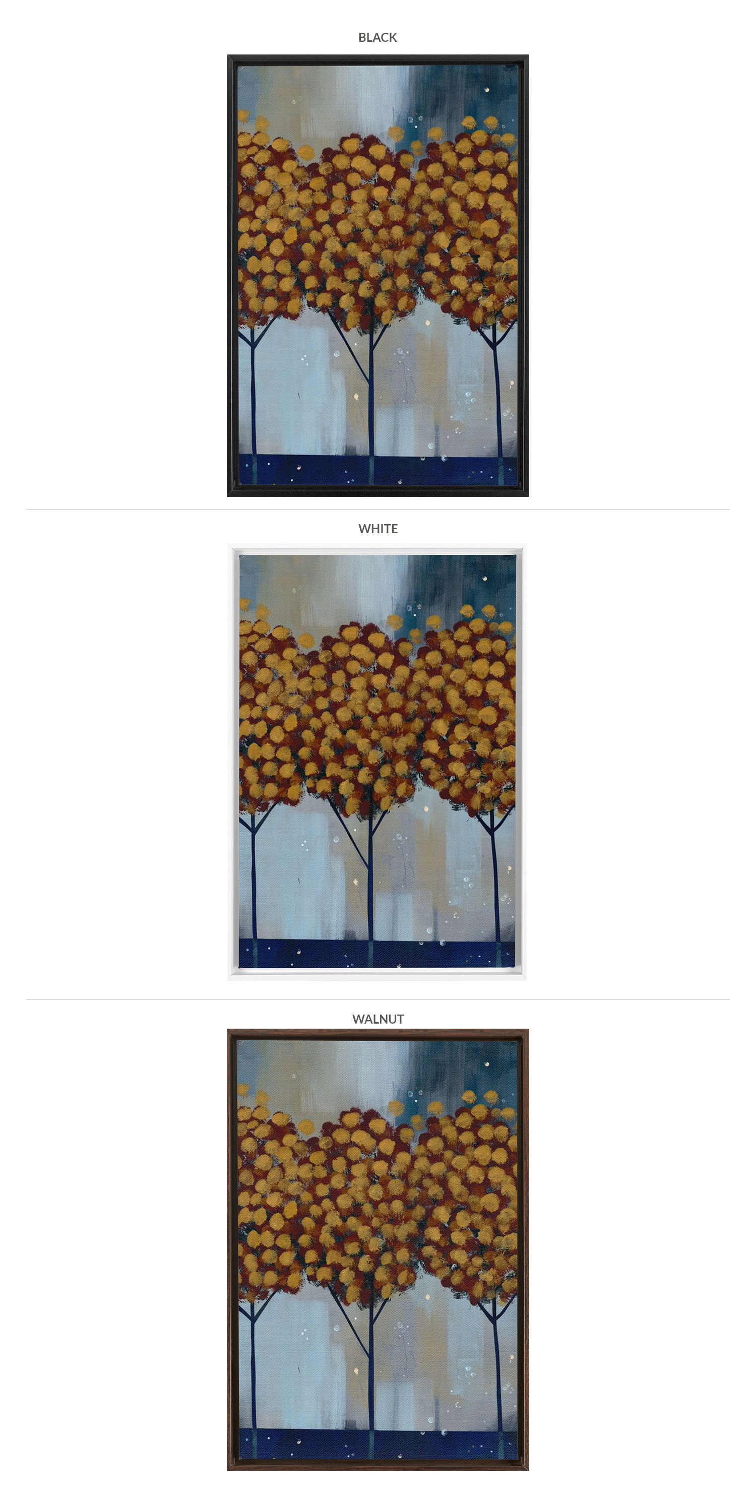 Three Framing Options - Black, White and Walnut