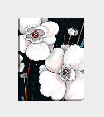 Black & White Floral 2 Canvas Wrap